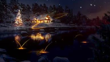 夜晚唯美星光粒子圣诞节新年开场片头视频的预览图